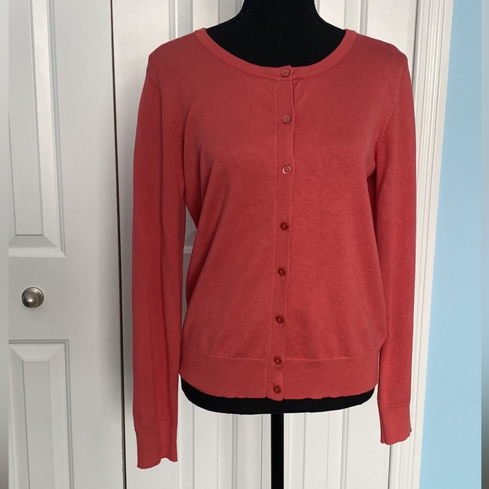 Time And Tru Small Coral Button Up Longsleeve Cardigan